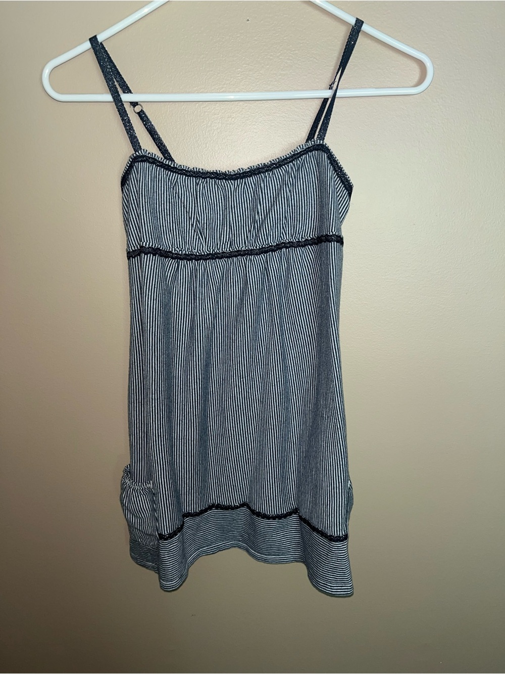 Y2K Abercrombie Blue Striped Babydoll Smocked Tank Top Navy White Size Large L